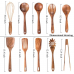AIUHI 10 Pack Wooden Utensils for Cooking, Wood Utensil Set for Kitchen, Teak Wooden Spoon for Cooking, Non-Stick Spatula Ladle