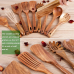 AIUHI 10 Pack Wooden Utensils for Cooking, Wood Utensil Set for Kitchen, Teak Wooden Spoon for Cooking, Non-Stick Spatula Ladle
