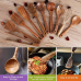 AIUHI 10 Pack Wooden Utensils for Cooking, Wood Utensil Set for Kitchen, Teak Wooden Spoon for Cooking, Non-Stick Spatula Ladle